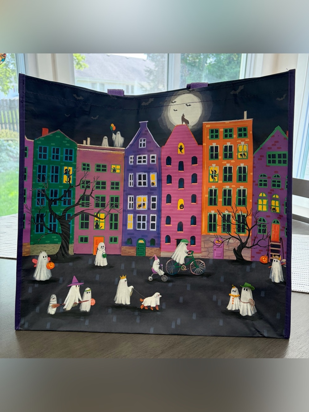 Halloween Ghosts Decorative HomeGoods Tote Bag - Purple & Multicolor